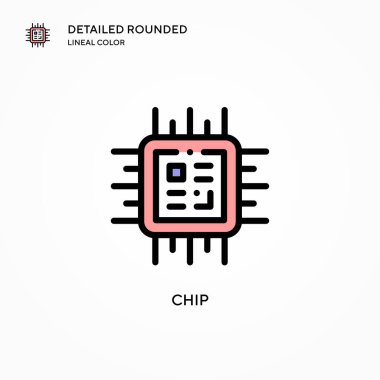 Çip vektör simgesi. Modern vektör illüstrasyon kavramları. Düzenlemesi ve kişiselleştirmesi kolay.