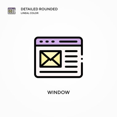 Pencere vektör simgesi. Modern vektör illüstrasyon kavramları. Düzenlemesi ve kişiselleştirmesi kolay.