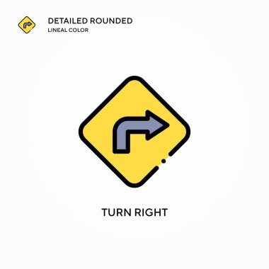 Sağa dönüş vektör simgesi. Modern vektör illüstrasyon kavramları. Düzenlemesi ve kişiselleştirmesi kolay.