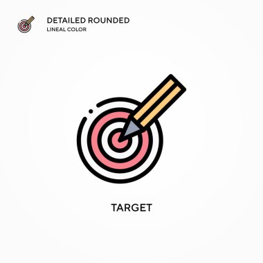 Hedef vektör simgesi. Modern vektör illüstrasyon kavramları. Düzenlemesi ve kişiselleştirmesi kolay.