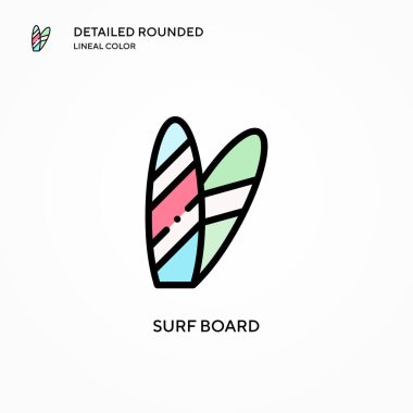 Sörf tahtası vektör simgesi. Modern vektör illüstrasyon kavramları. Düzenlemesi ve kişiselleştirmesi kolay.