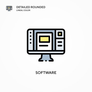 Yazılım vektör simgesi. Modern vektör illüstrasyon kavramları. Düzenlemesi ve kişiselleştirmesi kolay.
