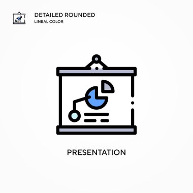 Sunum vektör simgesi. Modern vektör illüstrasyon kavramları. Düzenlemesi ve kişiselleştirmesi kolay.