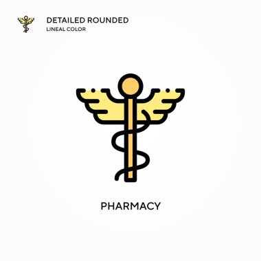 Eczane vektör ikonu. Modern vektör illüstrasyon kavramları. Düzenlemesi ve kişiselleştirmesi kolay.