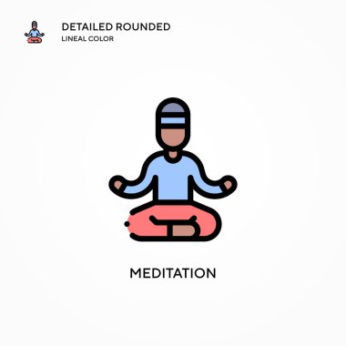 Meditasyon vektör simgesi. Modern vektör illüstrasyon kavramları. Düzenlemesi ve kişiselleştirmesi kolay.