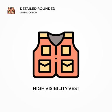 Yüksek görüş mesafesi olan yelek vektör ikonu. Modern vektör illüstrasyon kavramları. Düzenlemesi ve kişiselleştirmesi kolay.