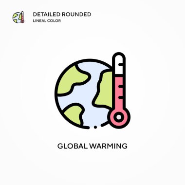 Küresel ısınma vektör simgesi. Modern vektör illüstrasyon kavramları. Düzenlemesi ve kişiselleştirmesi kolay.