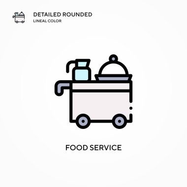 Yemek servisi vektör simgesi. Modern vektör illüstrasyon kavramları. Düzenlemesi ve kişiselleştirmesi kolay.