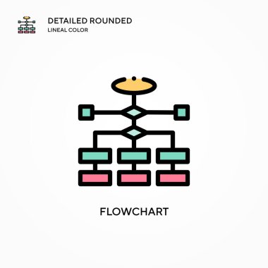 Akış şeması vektör simgesi. Modern vektör illüstrasyon kavramları. Düzenlemesi ve kişiselleştirmesi kolay.