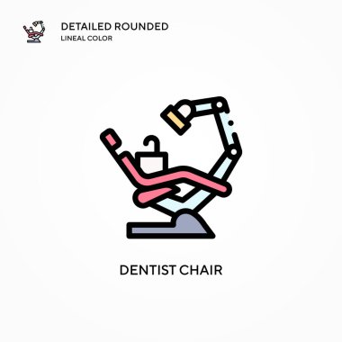 Dişçi sandalye vektör simgesi. Modern vektör illüstrasyon kavramları. Düzenlemesi ve kişiselleştirmesi kolay.