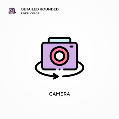 Kamera vektör simgesi. Modern vektör illüstrasyon kavramları. Düzenlemesi ve kişiselleştirmesi kolay.