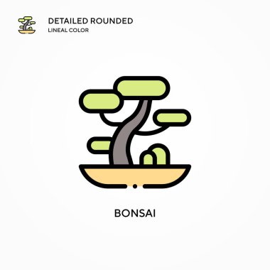 Bonsai vektör simgesi. Modern vektör illüstrasyon kavramları. Düzenlemesi ve kişiselleştirmesi kolay.