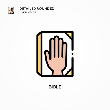 İncil vektör simgesi. Modern vektör illüstrasyon kavramları. Düzenlemesi ve kişiselleştirmesi kolay.
