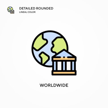 Dünya çapında vektör simgesi. Modern vektör illüstrasyon kavramları. Düzenlemesi ve kişiselleştirmesi kolay.