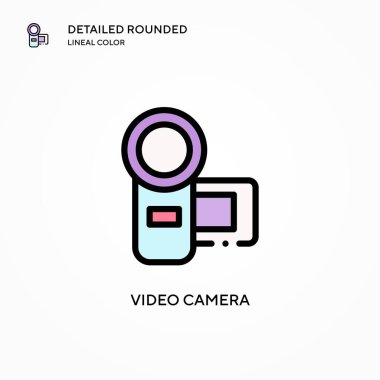 Video kamera vektör simgesi. Modern vektör illüstrasyon kavramları. Düzenlemesi ve kişiselleştirmesi kolay.