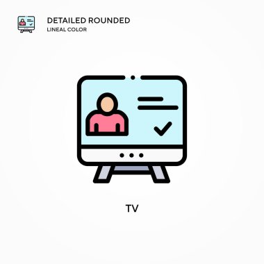 TV vektör simgesi. Modern vektör illüstrasyon kavramları. Düzenlemesi ve kişiselleştirmesi kolay.