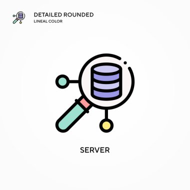 Sunucu vektör simgesi. Modern vektör illüstrasyon kavramları. Düzenlemesi ve kişiselleştirmesi kolay.