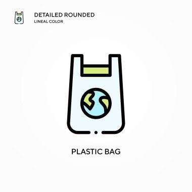 Plastik torba vektör simgesi. Modern vektör illüstrasyon kavramları. Düzenlemesi ve kişiselleştirmesi kolay.