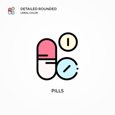 İlaç vektör ikonu. Modern vektör illüstrasyon kavramları. Düzenlemesi ve kişiselleştirmesi kolay.