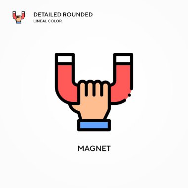 Mıknatıs vektör simgesi. Modern vektör illüstrasyon kavramları. Düzenlemesi ve kişiselleştirmesi kolay.
