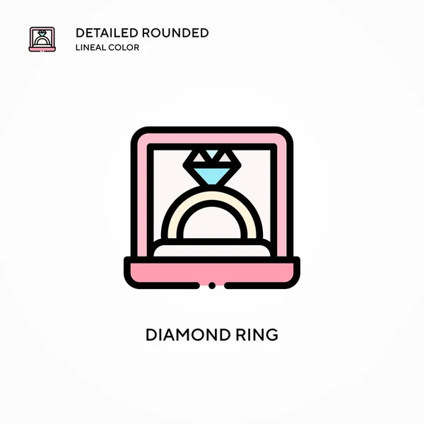 Diamond Ring Vector Icon Modern Vector Illustration Concepts Easy Edit — Stock Vector