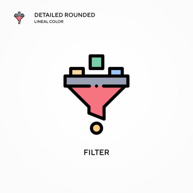 Filtre vektör simgesi. Modern vektör illüstrasyon kavramları. Düzenlemesi ve kişiselleştirmesi kolay.