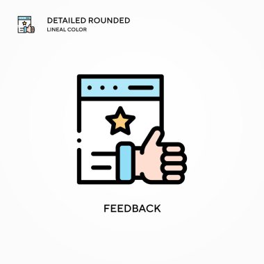 Geri besleme vektör simgesi. Modern vektör illüstrasyon kavramları. Düzenlemesi ve kişiselleştirmesi kolay.