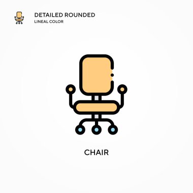 Sandalye vektör simgesi. Modern vektör illüstrasyon kavramları. Düzenlemesi ve kişiselleştirmesi kolay.