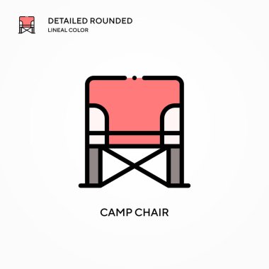 Kamp koltuğu vektör simgesi. Modern vektör illüstrasyon kavramları. Düzenlemesi ve kişiselleştirmesi kolay.