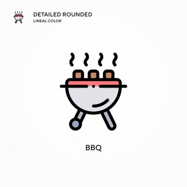 BBQ vektör simgesi. Modern vektör illüstrasyon kavramları. Düzenlemesi ve kişiselleştirmesi kolay.