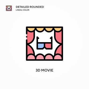3D film vektör simgesi. Modern vektör illüstrasyon kavramları. Düzenlemesi ve kişiselleştirmesi kolay.