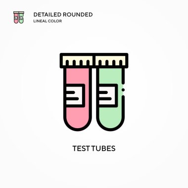 Test tüpleri vektör simgesi. Modern vektör illüstrasyon kavramları. Düzenlemesi ve kişiselleştirmesi kolay.