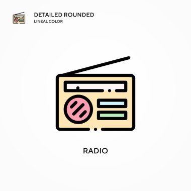 Radyo vektör simgesi. Modern vektör illüstrasyon kavramları. Düzenlemesi ve kişiselleştirmesi kolay.