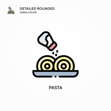 Makarna vektör simgesi. Modern vektör illüstrasyon kavramları. Düzenlemesi ve kişiselleştirmesi kolay.