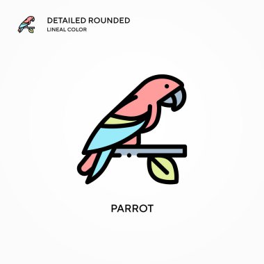 Papağan vektör simgesi. Modern vektör illüstrasyon kavramları. Düzenlemesi ve kişiselleştirmesi kolay.