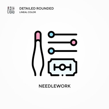 İğne işi vektör simgesi. Modern vektör illüstrasyon kavramları. Düzenlemesi ve kişiselleştirmesi kolay.