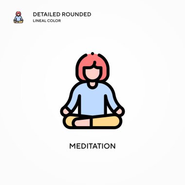 Meditasyon vektör simgesi. Modern vektör illüstrasyon kavramları. Düzenlemesi ve kişiselleştirmesi kolay.
