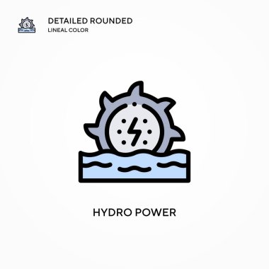 Hidroelektrik güç vektör simgesi. Modern vektör illüstrasyon kavramları. Düzenlemesi ve kişiselleştirmesi kolay.