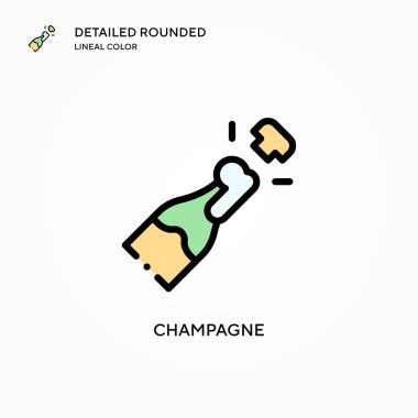 Şampanya vektör ikonu. Modern vektör illüstrasyon kavramları. Düzenlemesi ve kişiselleştirmesi kolay.