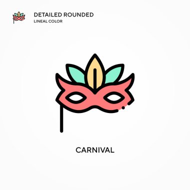 Karnaval vektör simgesi. Modern vektör illüstrasyon kavramları. Düzenlemesi ve kişiselleştirmesi kolay.