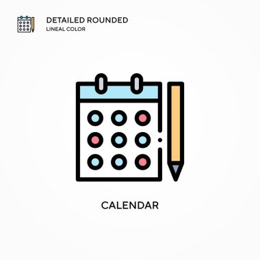 Takvim vektör simgesi. Modern vektör illüstrasyon kavramları. Düzenlemesi ve kişiselleştirmesi kolay.