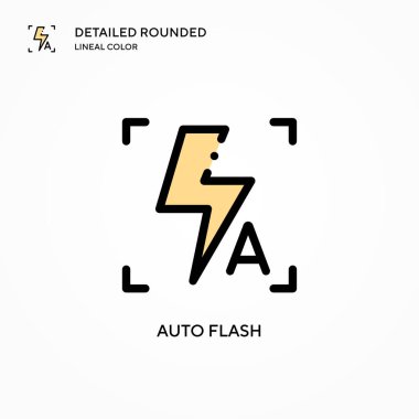 Otomatik flaş vektör simgesi. Modern vektör illüstrasyon kavramları. Düzenlemesi ve kişiselleştirmesi kolay.