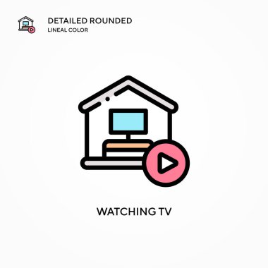 TV vektör simgesi izliyorum. Modern vektör illüstrasyon kavramları. Düzenlemesi ve kişiselleştirmesi kolay.