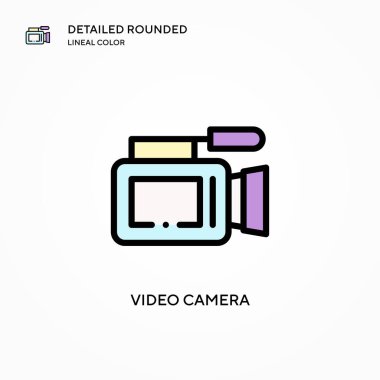 Video kamera vektör simgesi. Modern vektör illüstrasyon kavramları. Düzenlemesi ve kişiselleştirmesi kolay.