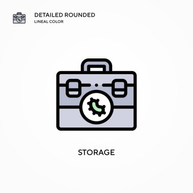 Depolama vektör simgesi. Modern vektör illüstrasyon kavramları. Düzenlemesi ve kişiselleştirmesi kolay.
