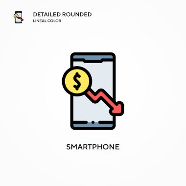 Akıllı telefon vektör simgesi. Modern vektör illüstrasyon kavramları. Düzenlemesi ve kişiselleştirmesi kolay.