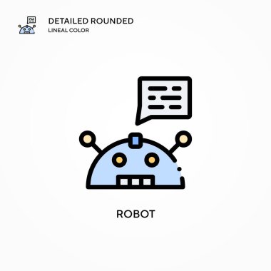 Robot vektör simgesi. Modern vektör illüstrasyon kavramları. Düzenlemesi ve kişiselleştirmesi kolay.