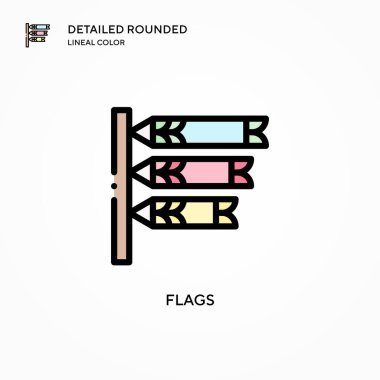 Bayrak vektör simgesi. Modern vektör illüstrasyon kavramları. Düzenlemesi ve kişiselleştirmesi kolay.