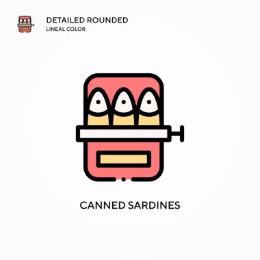 Konserve sardalya vektör simgesi. Modern vektör illüstrasyon kavramları. Düzenlemesi ve kişiselleştirmesi kolay.