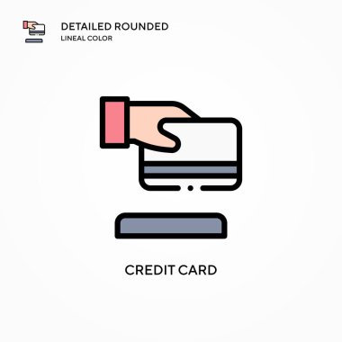 Kredi kartı vektör simgesi. Modern vektör illüstrasyon kavramları. Düzenlemesi ve kişiselleştirmesi kolay.